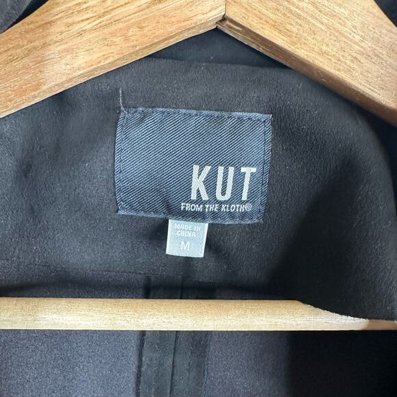 Kut from the Kloth Womens size M Faux Suede Boho Jacee Draped Moto Jacket Black - Picture 9 of 11